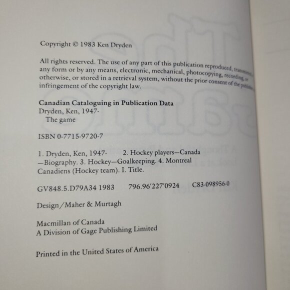 Ken Dryden The Game NHL Hockey Book SIGNED Montreal Canadiens Goalie Biography - Picture 4 of 4